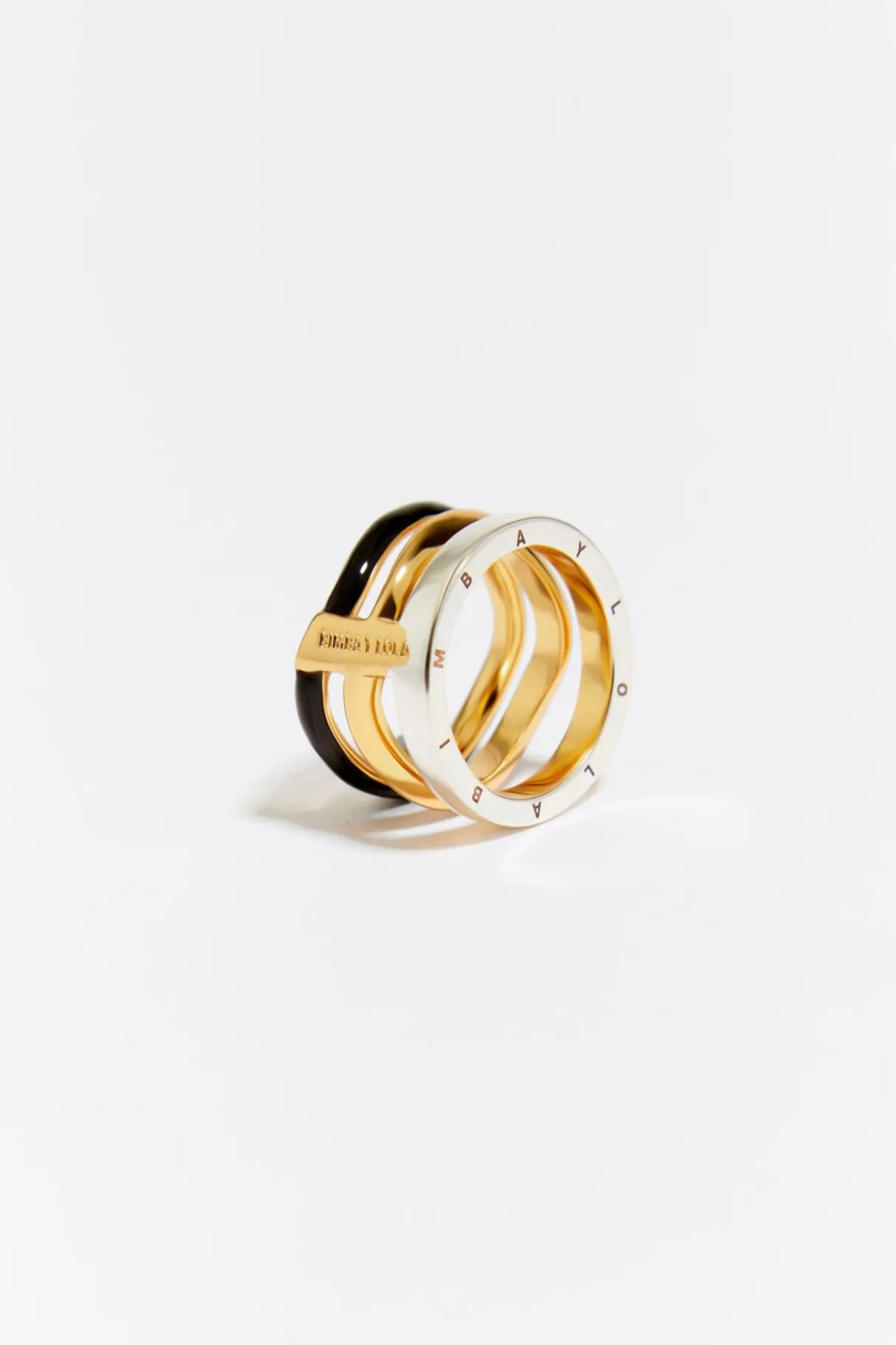 Mujer BIMBA Y LOLA Anillos<Anillo Bandas Logo Negro