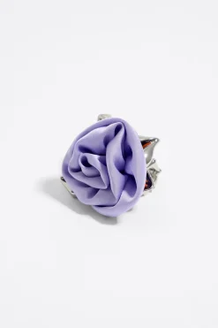 Mujer BIMBA Y LOLA Anillos<Anillo Rosa Tejido Lila Hojas Plateadas