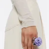 Mujer BIMBA Y LOLA Anillos<Anillo Rosa Tejido Lila Hojas Plateadas