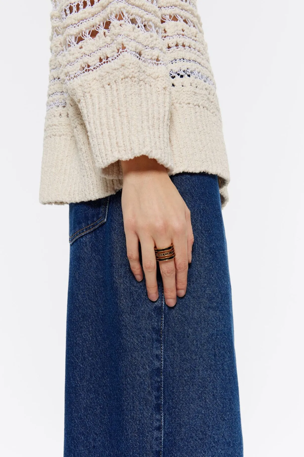 Mujer BIMBA Y LOLA Anillos<Anillo Tres Bandas Logo Esmalte Negro