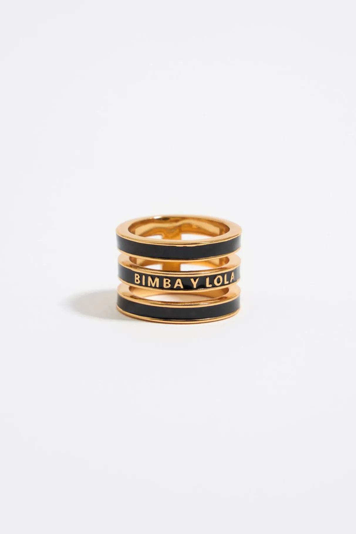 Mujer BIMBA Y LOLA Anillos<Anillo Tres Bandas Logo Esmalte Negro