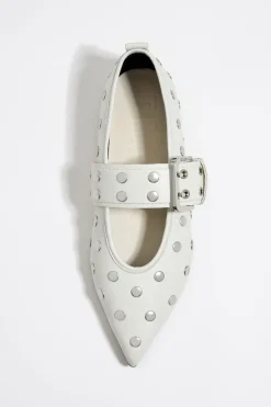 Mujer BIMBA Y LOLA Zapatos Planos<Bailarina Tachas Piel Blanca