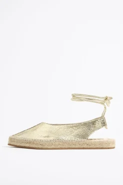 Mujer BIMBA Y LOLA Alpargatas<Bailarina Yute Acordonada Piel Oro