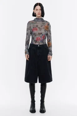 Mujer BIMBA Y LOLA Denim<Bermuda Denim Pinzas Negro Lavado