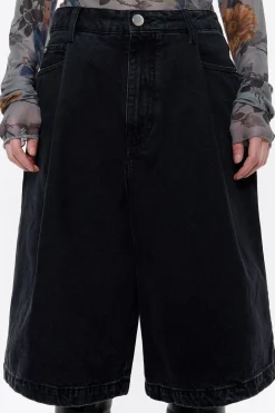 Mujer BIMBA Y LOLA Denim<Bermuda Denim Pinzas Negro Lavado