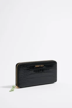 Mujer BIMBA Y LOLA Billeteras<Billetera Horizontal Grabado Cocodrilo Negra