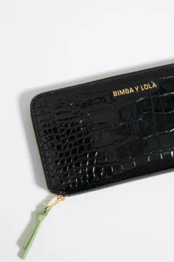 Mujer BIMBA Y LOLA Billeteras<Billetera Horizontal Grabado Cocodrilo Negra
