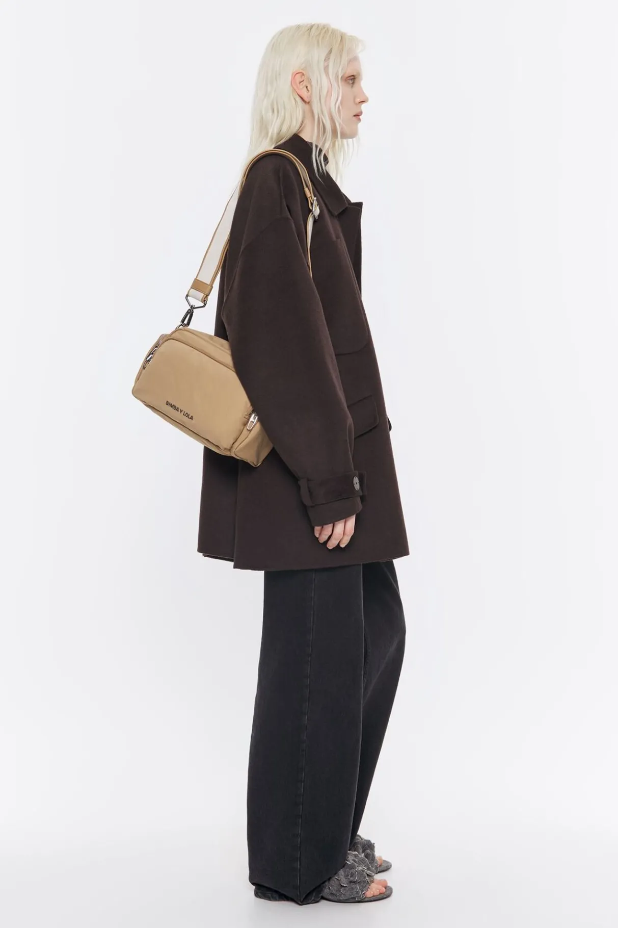 Mujer BIMBA Y LOLA Bolsos Nylon<Bolso Bandolera Mediano Nylon Tostado