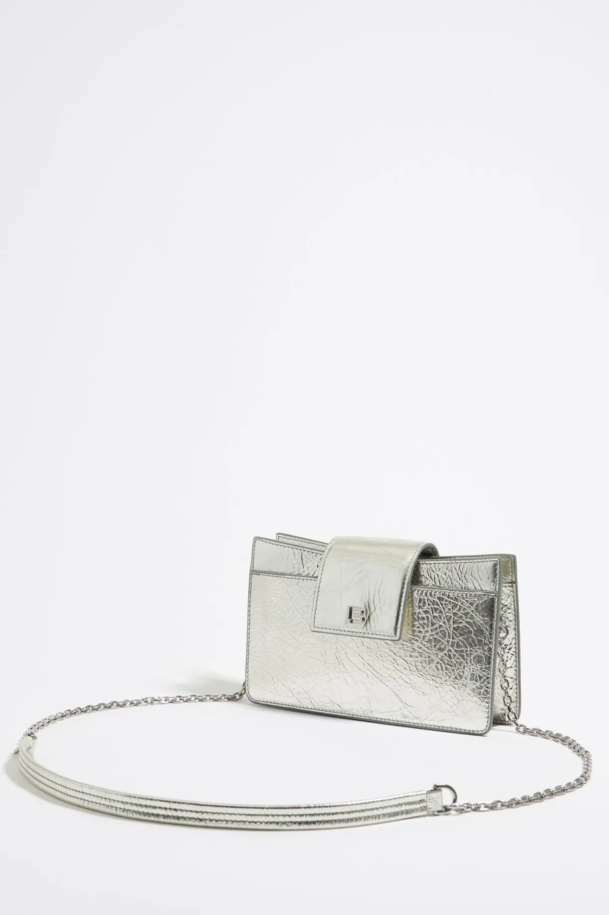 Mujer BIMBA Y LOLA Bolsos Piel<Bolso Bandolera Mini Piel Plata