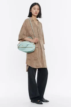 Mujer BIMBA Y LOLA Bolsos Piel<Bolso De Mano Pelota Grande Piel Azul Hielo