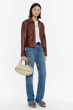 Mujer BIMBA Y LOLA Bolsos Piel<Bolso De Mano Pelota Grande Piel Hueso