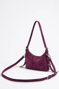 Mujer BIMBA Y LOLA Bolsos Pocket<Bolso Hobo Pocket Mini Piel Swarovski Berenjena