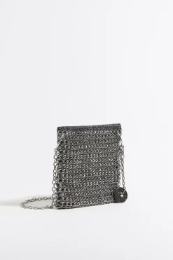 Mujer BIMBA Y LOLA Minibolsos<Bolso Plano Mini Crochet Cadena Plata