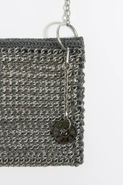 Mujer BIMBA Y LOLA Minibolsos<Bolso Plano Mini Crochet Cadena Plata
