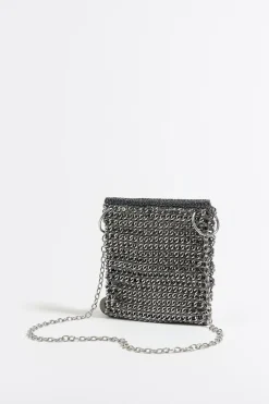 Mujer BIMBA Y LOLA Minibolsos<Bolso Plano Mini Crochet Cadena Plata
