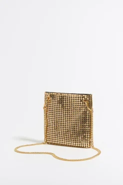 Mujer BIMBA Y LOLA Minibolsos<Bolso Plano Mini Malla Metalica Oro