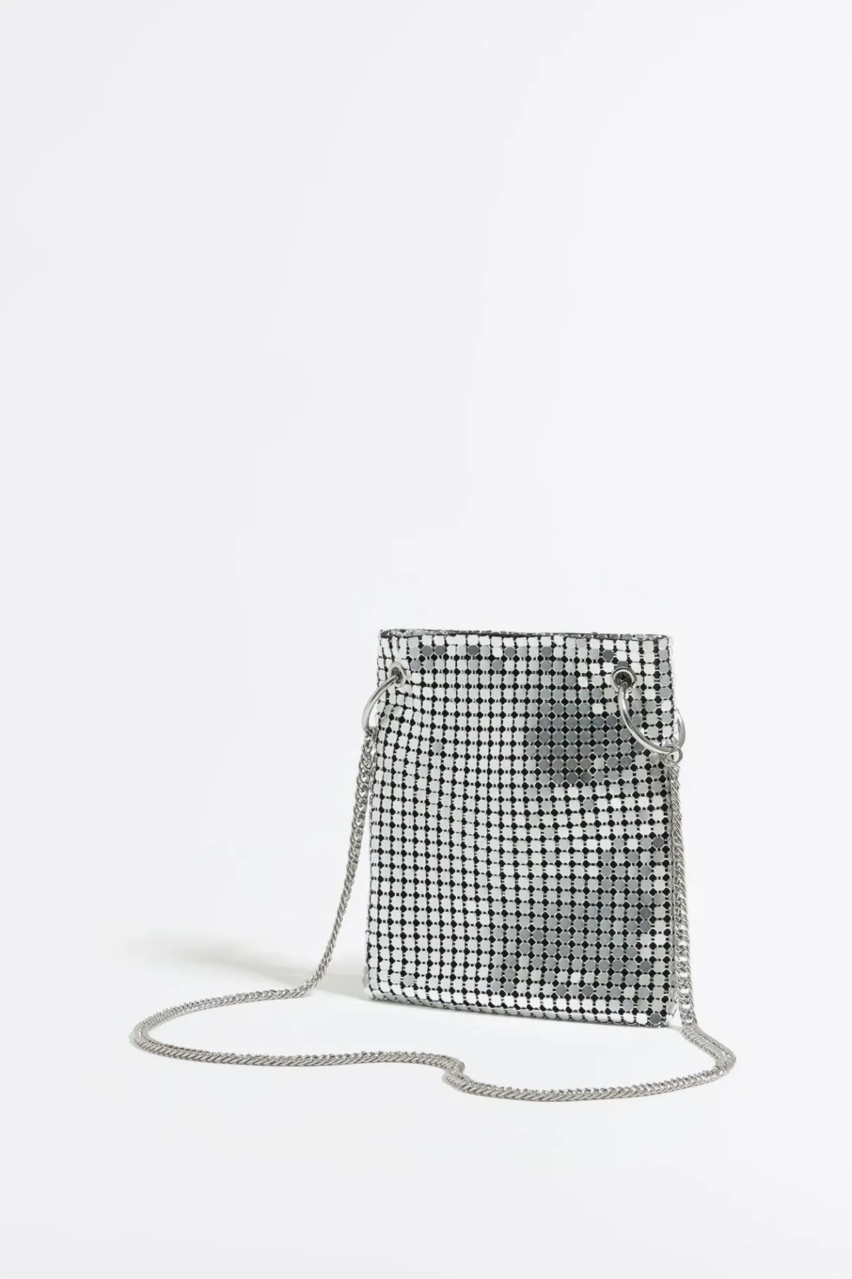 Mujer BIMBA Y LOLA Minibolsos<Bolso Plano Mini Malla Metalica Plata