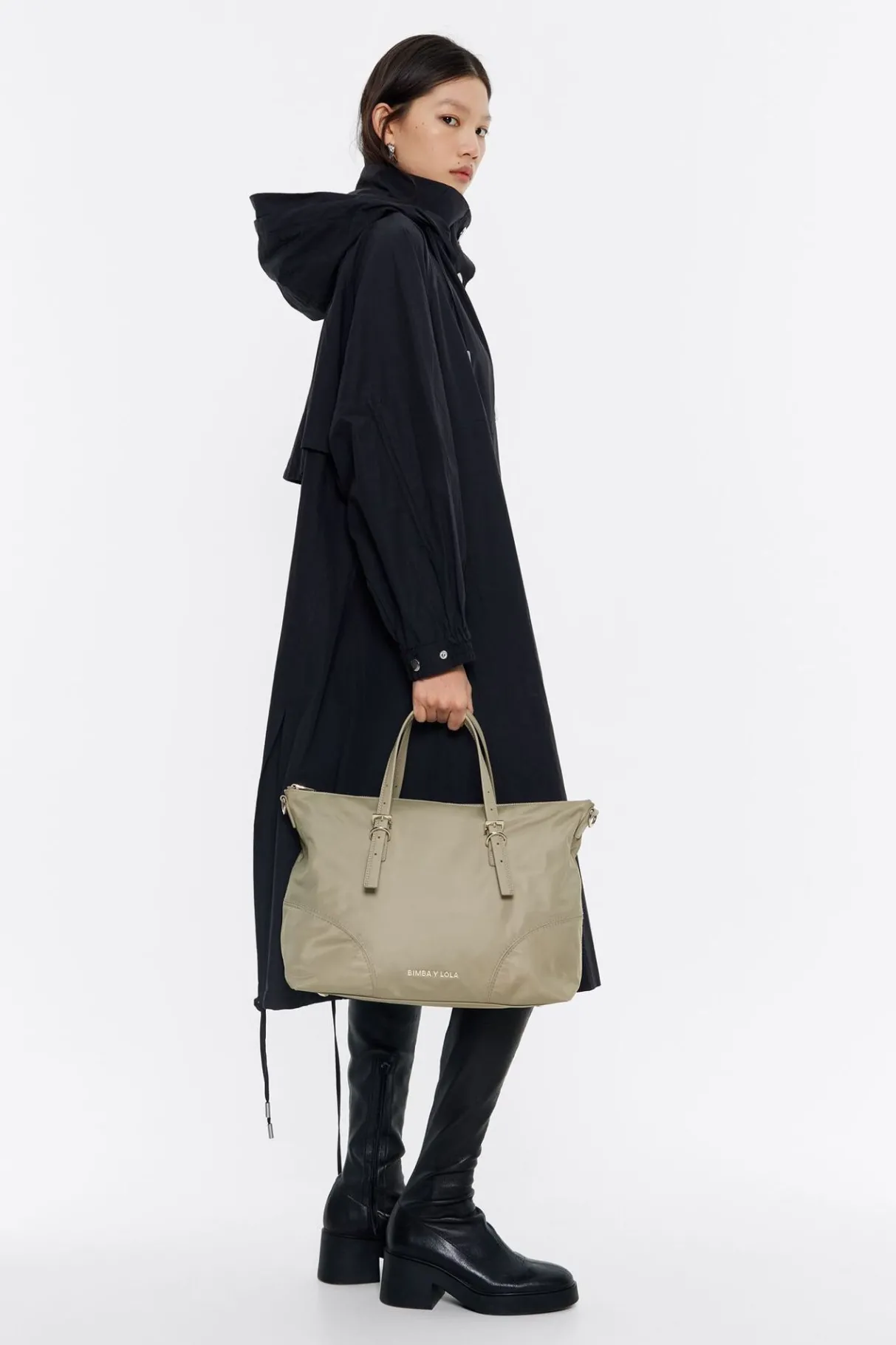 Mujer BIMBA Y LOLA Bolsos Nylon<Bolso Shopper Grande Caqui Claro