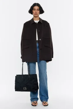 Mujer BIMBA Y LOLA Bolsos Nylon<Bolso Shopper Grande Nylon Acolchado Negro