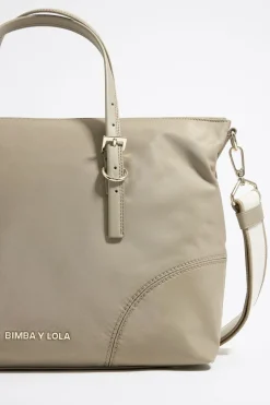 Mujer BIMBA Y LOLA Bolsos Nylon<Bolso Shopper Grande Nylon Caqui Claro