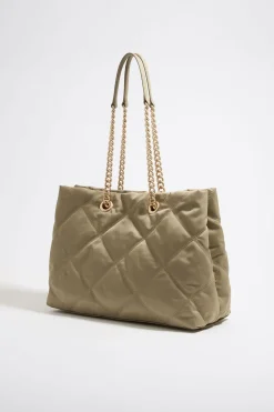 Mujer BIMBA Y LOLA Bolsos Nylon<Bolso Shopper Grande Nylon Acolchado Caqui Claro