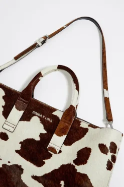 Mujer BIMBA Y LOLA Bolsos Piel<Bolso Shopper Grande Piel Print Vaca
