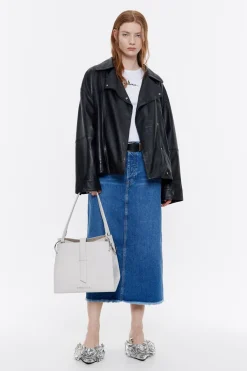 Mujer BIMBA Y LOLA Bolsos Piel<Bolso Shopper Grande Piel Blanco Roto