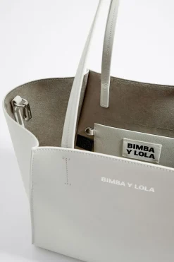 Mujer BIMBA Y LOLA Bolsos Piel<Bolso Shopper Grande Piel Blanco Roto