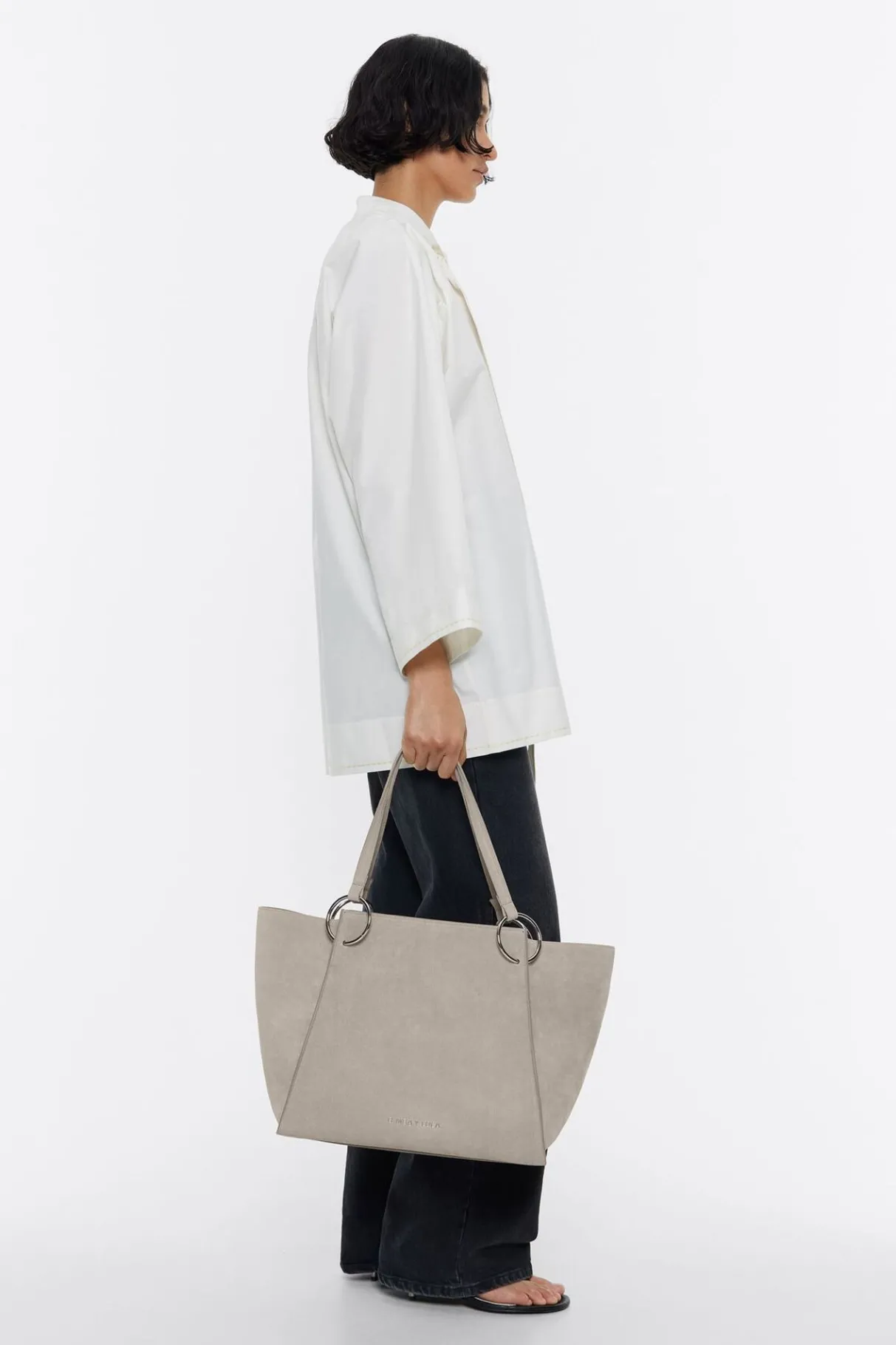 Mujer BIMBA Y LOLA Bolsos Piel<Bolso Shopper Grande Piel Piedra