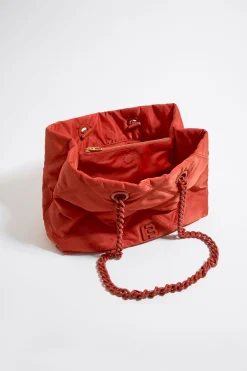 Mujer BIMBA Y LOLA Bolsos Nylon<Bolso Shopper Mediano Nylon Acolchado Coral
