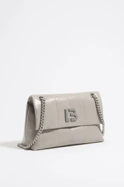 Mujer BIMBA Y LOLA Bolsos Piel<Bolso Solapa Mediano Piel Gris Verdoso