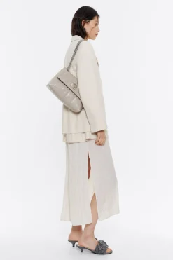 Mujer BIMBA Y LOLA Bolsos Piel<Bolso Solapa Mediano Piel Gris Verdoso