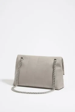 Mujer BIMBA Y LOLA Bolsos Piel<Bolso Solapa Mediano Piel Gris Verdoso