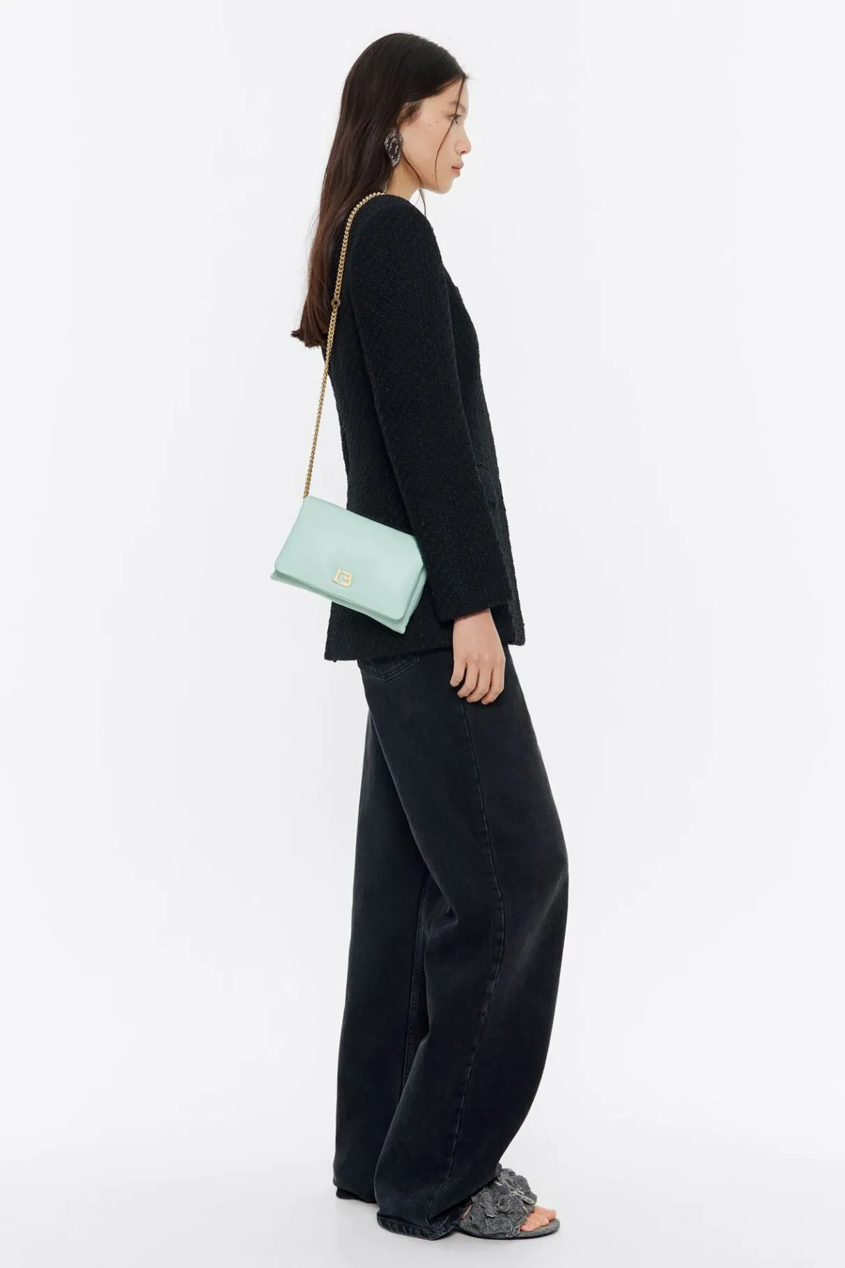 Mujer BIMBA Y LOLA Bolsos Piel<Bolso Solapa Mini Piel Napa Azul Hielo