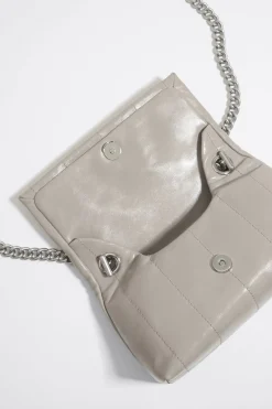 Mujer BIMBA Y LOLA Bolsos Piel<Bolso Solapa Pequeno Piel Gris Verdoso