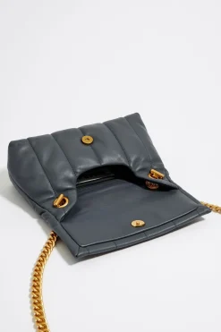 Mujer BIMBA Y LOLA Bolsos Piel<Bolso Solapa Pequeno Piel Napa Gris Azulado