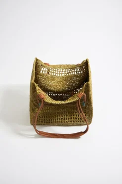 Mujer BIMBA Y LOLA Bolsos De Hombro<Bolso Tote Grande Rafia Caqui