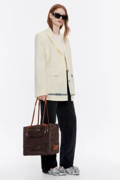 Mujer BIMBA Y LOLA Bolsos De Hombro<Bolso Tote Grande Rafia Chocolate