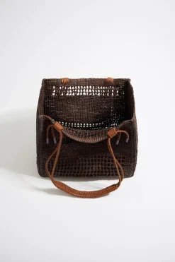 Mujer BIMBA Y LOLA Bolsos De Hombro<Bolso Tote Grande Rafia Chocolate