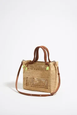 Mujer BIMBA Y LOLA Bolsos Bandolera<Bolso Tote Pequeno Rafia Natural