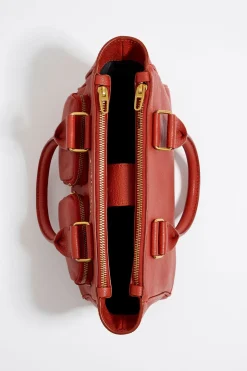 Mujer BIMBA Y LOLA Bolsos Pocket<Bolso Tote Pocket Mediano Piel Naranja Quemado