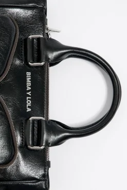 Mujer BIMBA Y LOLA Bolsos Pocket<Bolso Tote Pocket Mediano Piel Negro