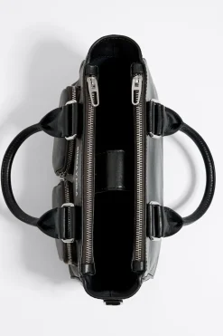 Mujer BIMBA Y LOLA Bolsos Pocket<Bolso Tote Pocket Mediano Piel Negro