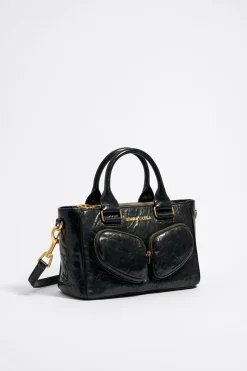 Mujer BIMBA Y LOLA Bolsos Pocket<Bolso Tote Pocket Mediano Piel Negro