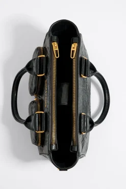 Mujer BIMBA Y LOLA Bolsos Pocket<Bolso Tote Pocket Mediano Piel Negro