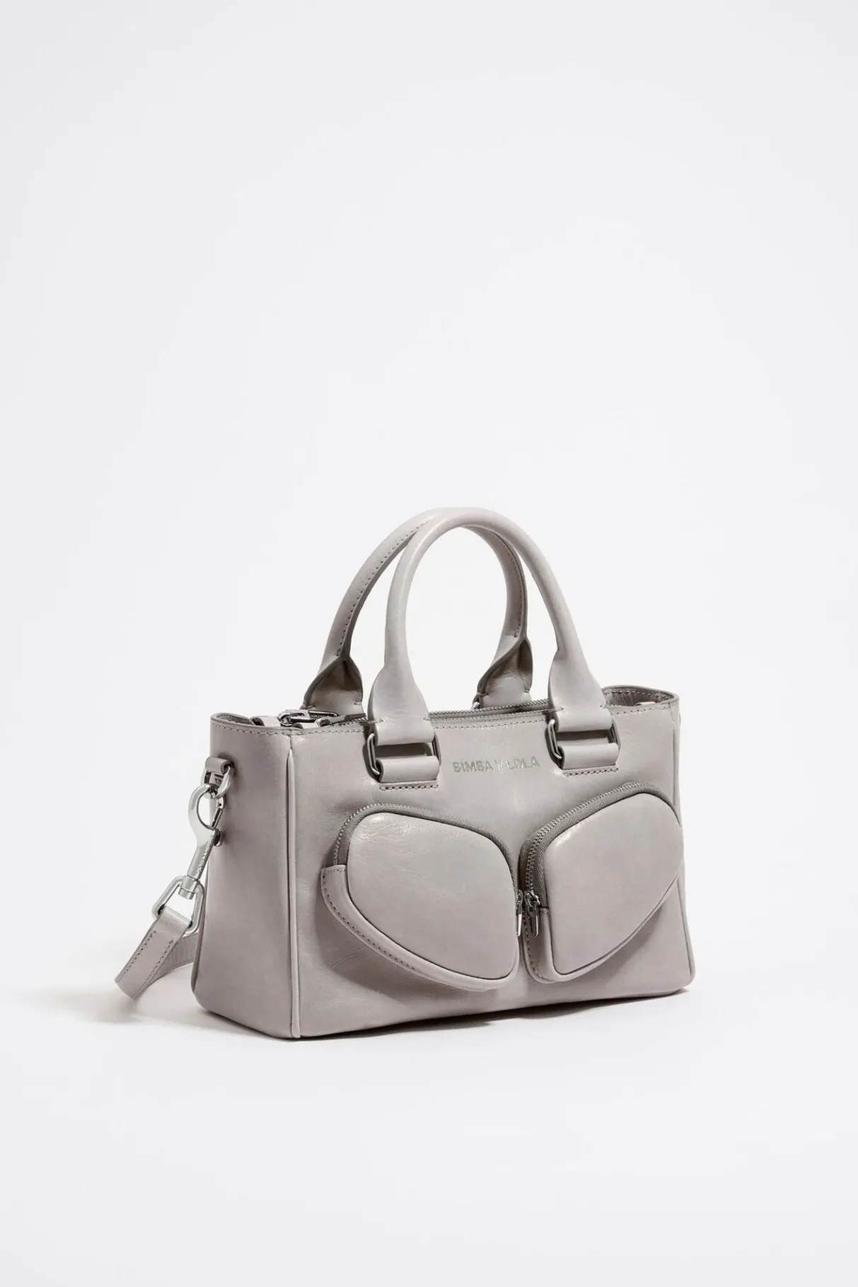 Mujer BIMBA Y LOLA Bolsos Pocket<Bolso Tote Pocket Mediano Piel Gris