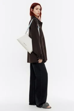 Mujer BIMBA Y LOLA Bolsos Piel<Bolso Trapecio Mediano Piel Blanco Roto