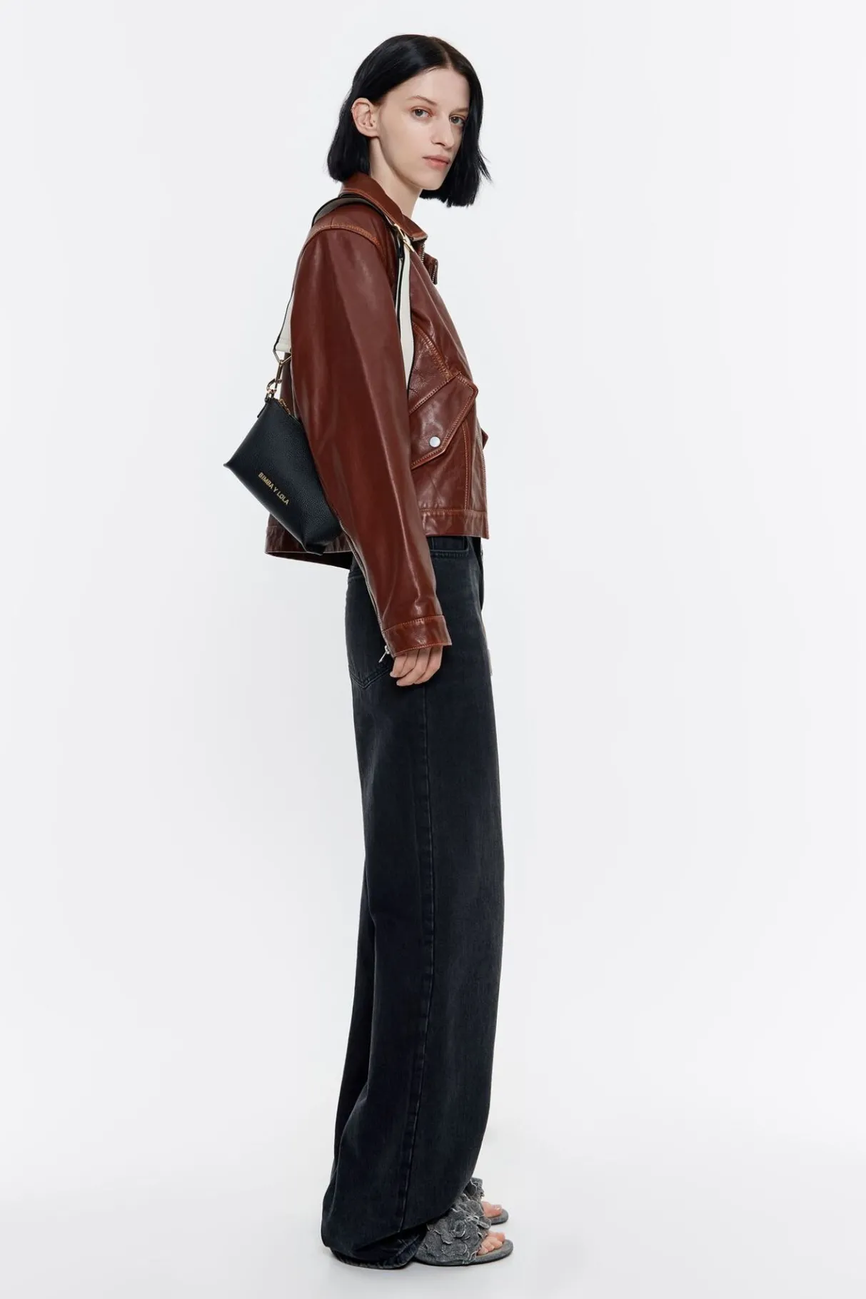 Mujer BIMBA Y LOLA Bolsos Piel<Bolso Trapecio Mini Piel Negro