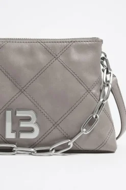 Mujer BIMBA Y LOLA Bolsos Piel<Bolso Trapecio Pequeno Piel Gris Verdoso