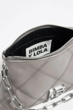 Mujer BIMBA Y LOLA Bolsos Piel<Bolso Trapecio Pequeno Piel Gris Verdoso